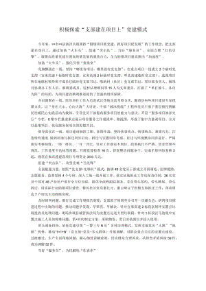 积极探索党建工作新模式经验交流材料.docx