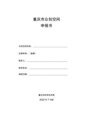 重庆市众创空间申报书.docx