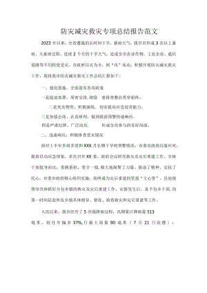 防灾减灾救灾专项总结报告范文.docx