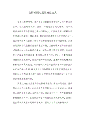 秸秆倾倒沟塘河流危害大.docx