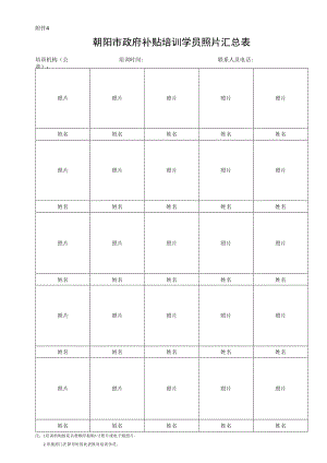附件4：学员照片汇总表-补贴培训开班登记提交材料.docx