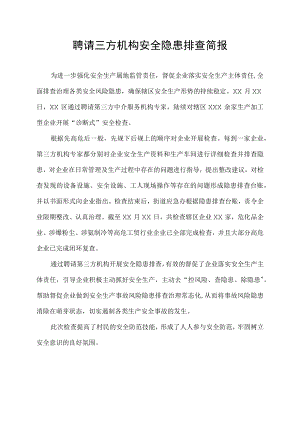 聘请三方机构安全隐患排查简报.docx