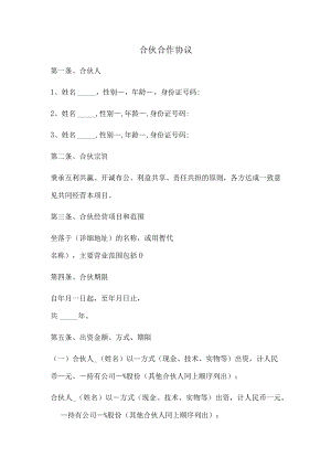 合伙合作协议（推荐范本）.docx