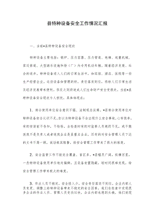 县特种设备安全工作情况汇报.docx