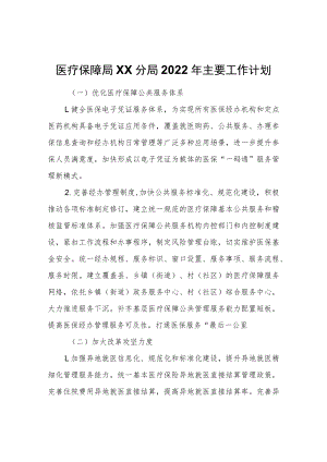 医疗保障局XX分局2022年主要工作计划.docx