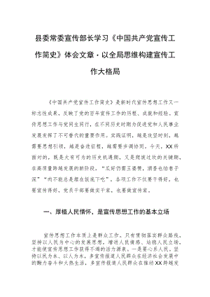 县委常委宣传部长学习《中国共产党宣传工作简史》体会文章－以全局思维构建宣传工作大格局.docx