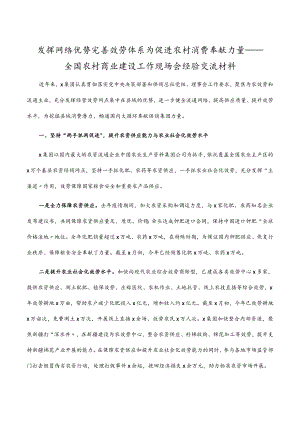 发挥网络优势 完善服务体系 为促进农村消费贡献力量——全国农村商业建设工作现场会经验交流材料.docx