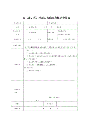 县（市、区）地质灾害隐患点核销申报表、调查报告参考提纲、情况表、特殊建筑安全管理承诺书.docx