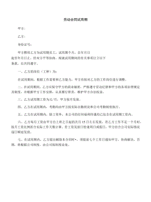劳动合同试用期.docx