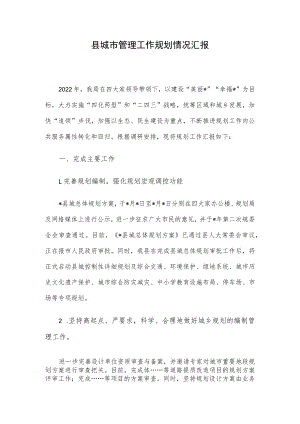 县城市管理工作规划情况汇报.docx