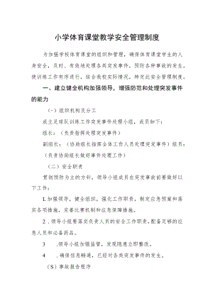 小学体育课堂教学安全管理制度.docx