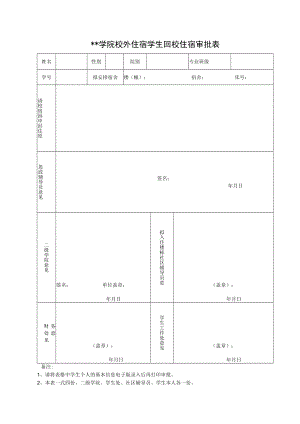 学院校外住宿学生回校住宿审批表.docx