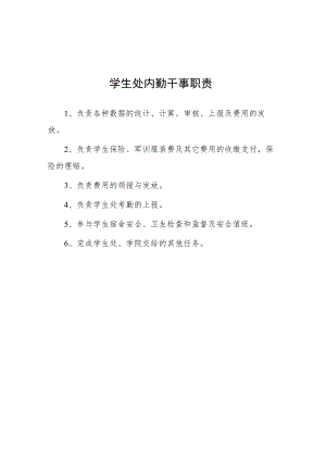 大学学生处内勤干事职责.docx