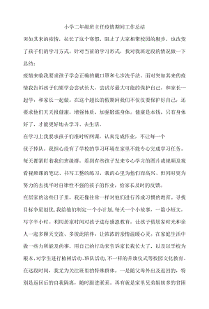 小学二年级班主任疫情期间工作总结.docx