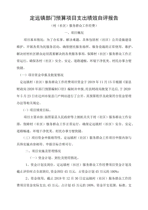 定远镇部门预算项目支出绩效自评报告.docx
