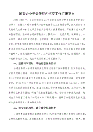 国有企业党委任期内巡察工作汇报集团公司国企五年工作总结报告.docx