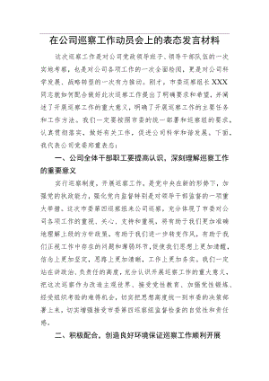 在公司巡察工作动员会上的表态发言材料.docx