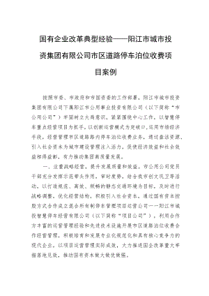 国有企业改革典型经验——阳江市城市投资集团有限公司市区道路停车泊位收费项目案例.docx