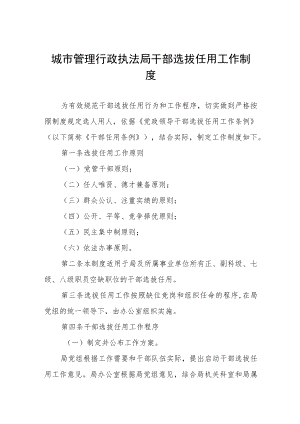 城市管理行政执法局干部选拔任用工作制度.docx