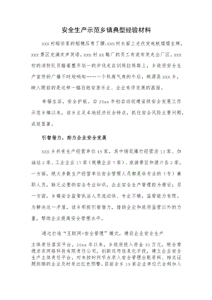 安全生产示范乡镇典型经验材料.docx