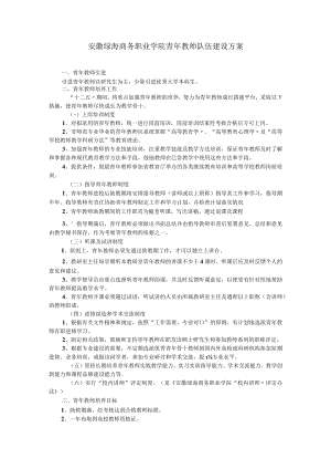 安徽绿海商务职业学院青年教师队伍建设方案.docx