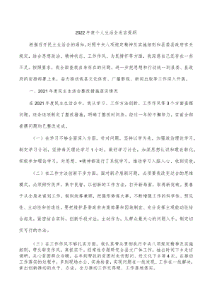2022年度个人生活会发言提纲.docx