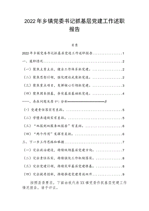 2022年乡镇党委书记抓基层党建工作述职报告.docx