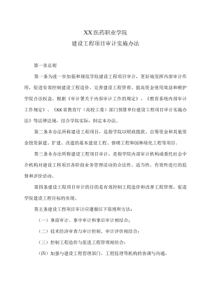 XX医药职业学院建设工程项目审计实施办法.docx