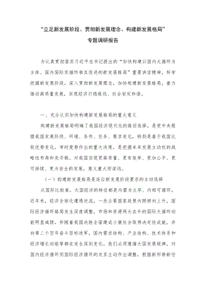 “立足新发展阶段、贯彻新发展理念、构建新发展格局”专题调研报告.docx