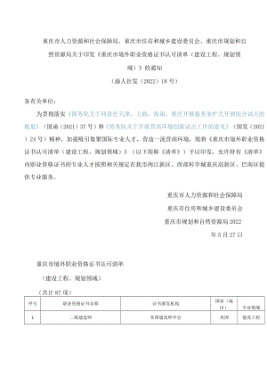 《重庆市境外职业资格证书认可清单（建设工程、规划领域）》.docx