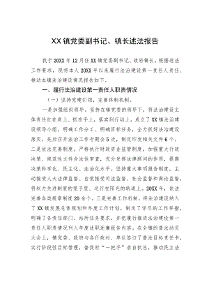 XX镇党委副书记、镇长述法报告（20220426）.docx