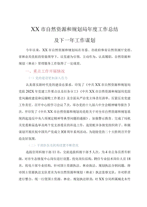 XX市自然资源局2022年度工作总结及2023年工作计划.docx