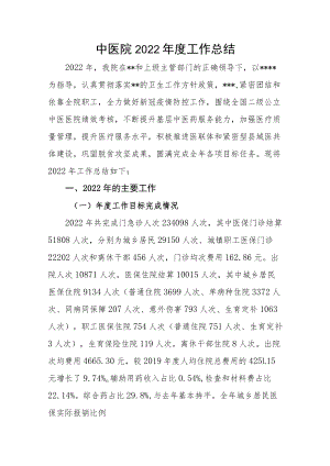 中医院2022年度工作总结.docx