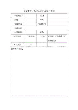 人文学院法学专业实习成绩评定表.docx