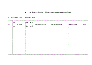 2022年安全生产隐患大排查大整治隐患排查治理台账.docx