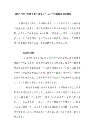 《推进领导干部能上能下规定》个人对照检查检视剖析材料.docx