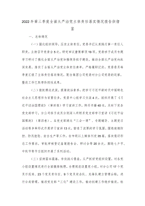 2022年第三季度全面从严治党主体责任落实情况报告供借鉴.docx