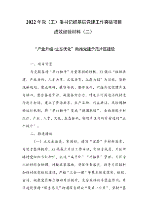2022年党（工）委书记抓基层党建工作突破项目成效经验材料（二）.docx
