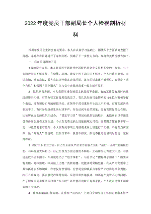 2022年度党员干部副局长个人检视剖析材料（2篇范文）.docx