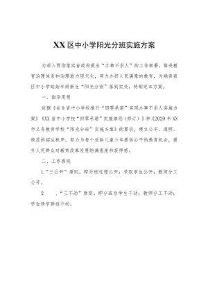 XX区中小学阳光分班实施方案.docx