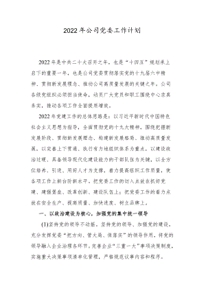 2022年公司党委工作计划.docx