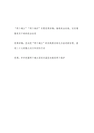 2022“两个确立”“两个维护”专题党课讲稿汇编.docx