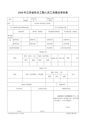 2006年江西省事业单位工作人员工资套改审批表.docx