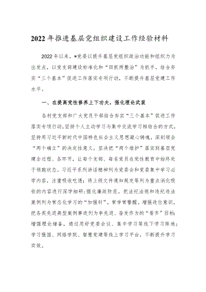 2022年推进基层党组织建设工作经验材料.docx
