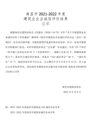 2018年南昌市建筑业协会会员（诚信单位）征求意见表.docx
