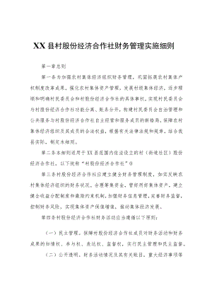 XX县村股份经济合作社财务管理实施细则.docx