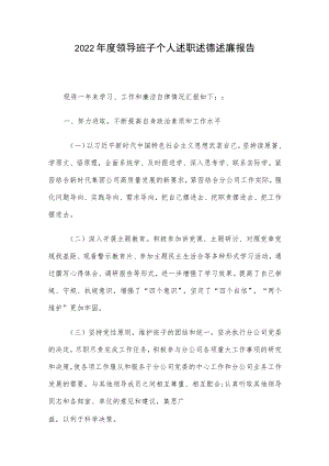 2022年度领导班子个人述职述德述廉报告.docx