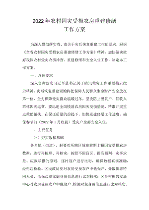 2022年农村因灾受损农房重建修缮工作方案.docx