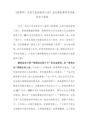 《张黎明：点亮万家的蓝领工匠》读后感张黎明先进事迹学习感悟.docx