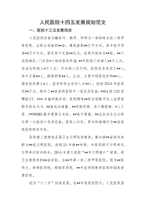 人民医院十四五发展规划范文.docx